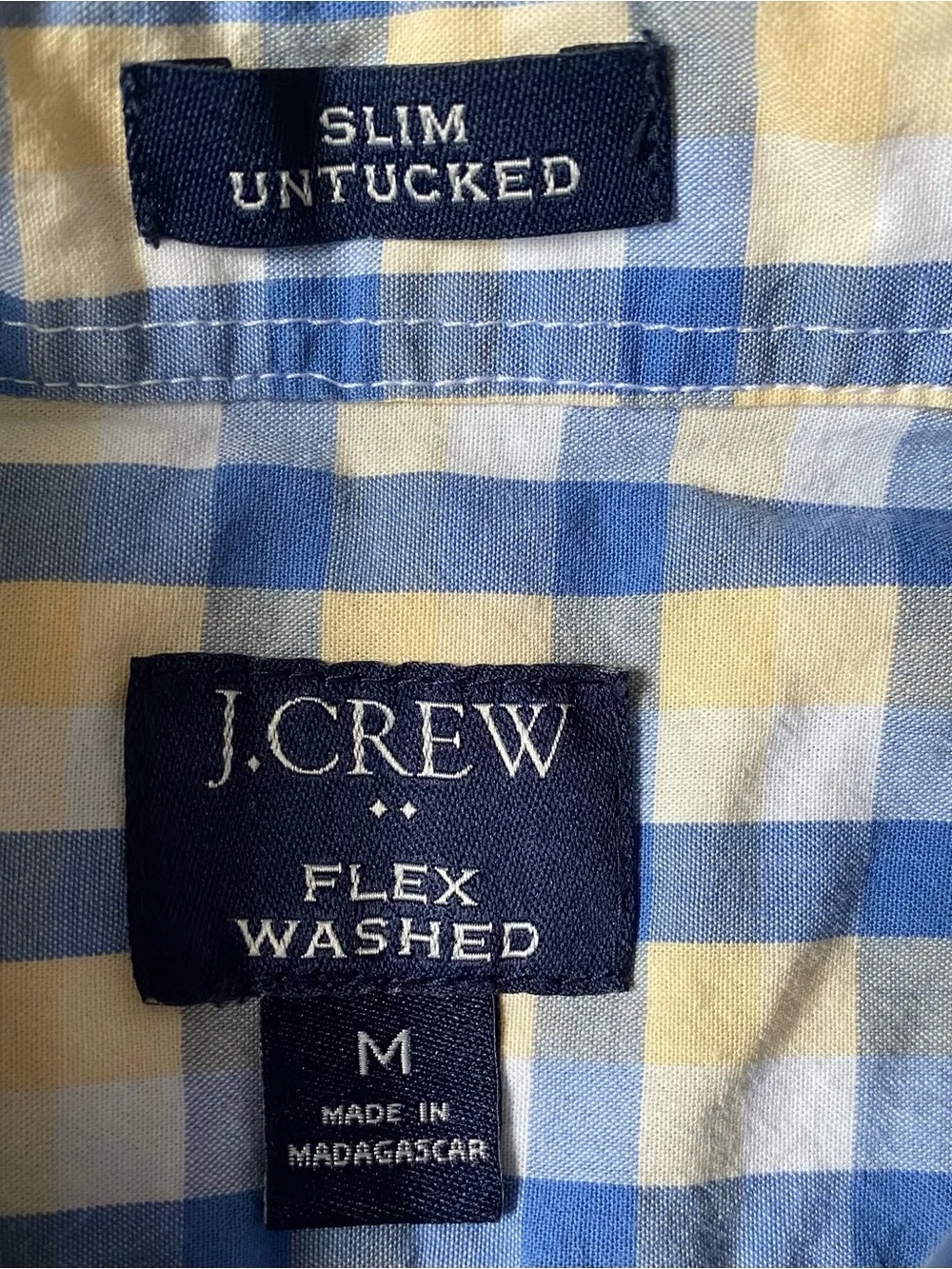 J. Crew Blue and Cream Check Button-Down Shirt